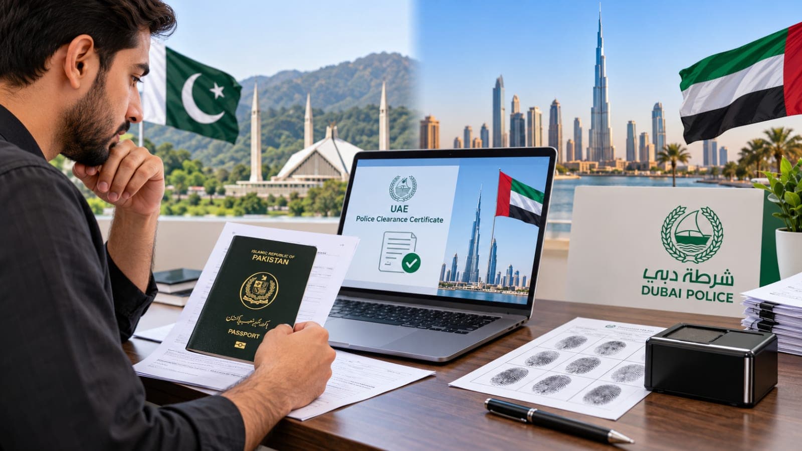 UAE Police Clearance Certificate application process from Pakistan with passport and fingerprint requirements