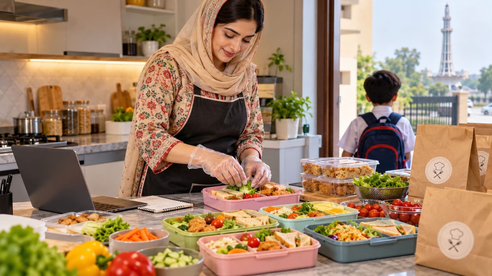 School lunch box business in Lahore preparing fresh packed meals for school children